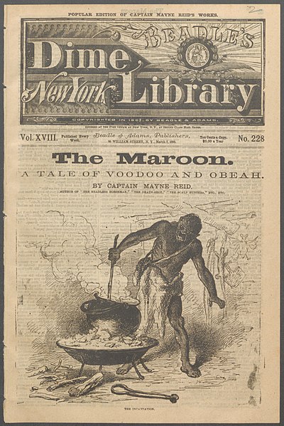 Cover of an 1883 edition of Thomas Mayne Reid's The Maroon: A Tale of Voodoo and Obeah