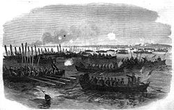 Admiral Porter's boats removing torpedoes and buoying the channel in Cape Fear River, March 1865 Capture of Wilmington North Carolina 1865.jpg