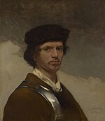 Carel Fabritius - A Young Man in a Fur Cap and a Cuirass (probably a Self Portrait) - National Gallery, London - 1654 (2).jpg