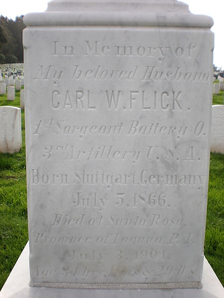 File:Carl W. Flick grave inscription.JPG