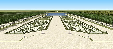 Restitution 3D de la Grande Perspective des jardins du château de Pontchartrain, début du XVIIIe siècle.
