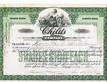 Childs Company Stock Certificate - 1908 Childs Company Stock Certificate 1908.jpg