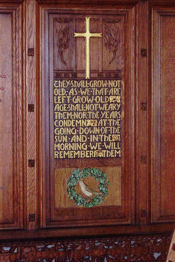 War memorial in ChristChurch Cathedral, Christchurch, New Zealand