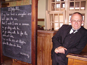 Class room with teacher in the Beamish Museum 01.JPG