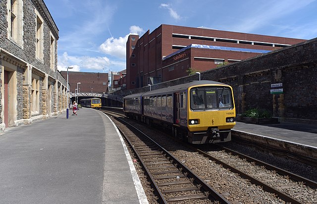 Two trains at Clifton Down station in 2010