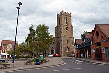 Market Square in Haverhill, the district's second largest town. Cmglee Haverhill market square church.jpg