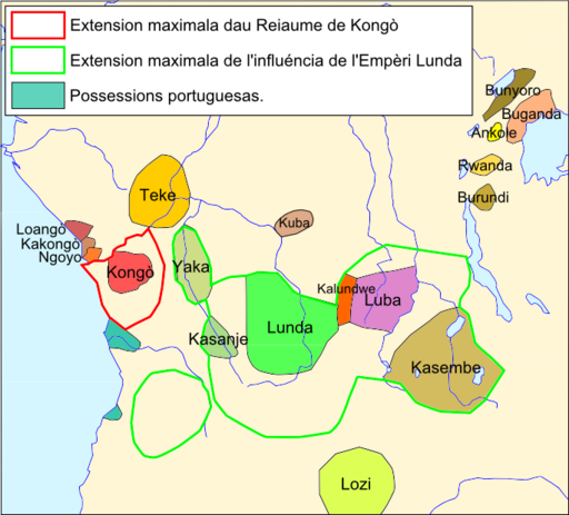 Karte Königreich von Kongo (Ende 18. Jh.). Congo a la fin dau sègle XVIII