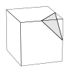 "Half-edge" vertex figure of the cube