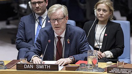SIPRI Director Dan Smith briefs the UN Security Council on climate-related security risks in Somalia