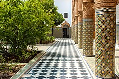 View of an interior riad garden/courtyard in the palace