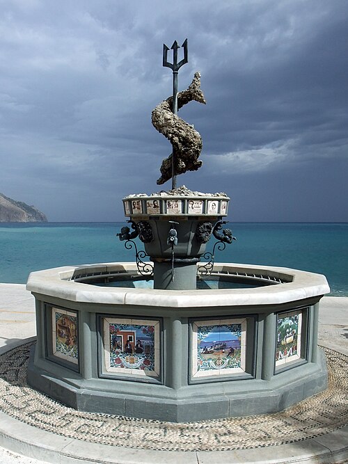 Fountain of Neptune in Diafáni, Karpathos island