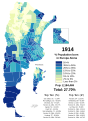 Distribution of people born in Europe and residing in Argentina, according to 1914 census data.