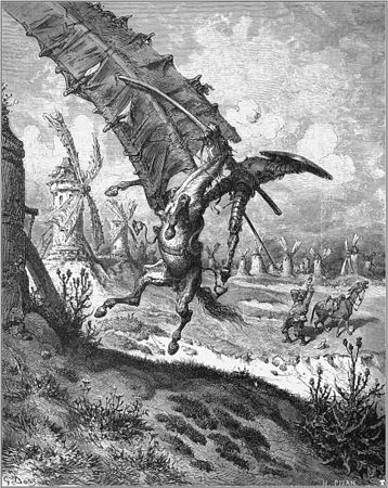 Don Quijote hag ar milinoù-avel Gustave Doré, 1863