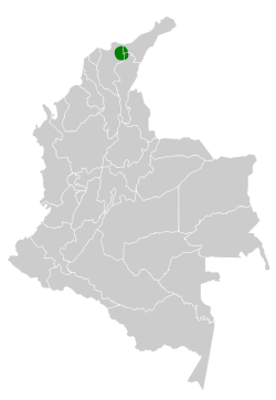 Distribución geográfica de la tangara pechifulva de Carriker.