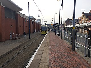 Eccles Interchange bus station and tram stop in Eccles, Greater Manchester, England