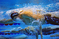 Eli Bremer in the 200 m freestyle portion of the pentathlon Eli Bremmer Swimming 2008 Olympics.jpg