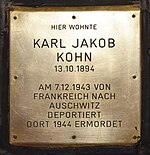 Memorial stone for Karl Jakob Kohn.JPG