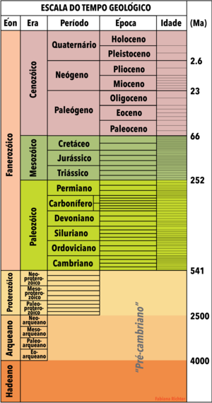 Tempo Xeolóxico: Criterios terminolóxicos, Historia e denominación da escala temporal xeolóxica, Liña do tempo gráfica