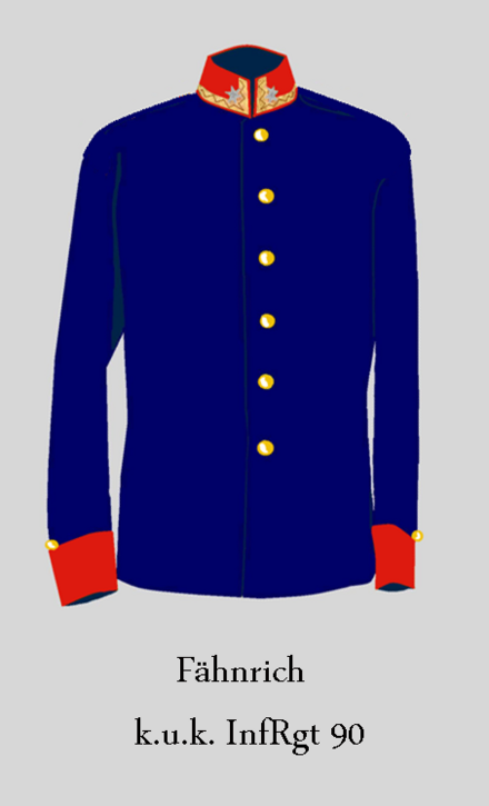 Ensign
German infantry (facings: amaranth red) Fahnrich k.u.k. InfRgt 90.png