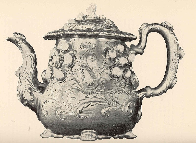 File:FMIB 39843 Sterling Silver Teapot Gift, encrusted with baroque pearls from the rivers of Tennessee Made by Tiffany & Co Paris Exposition.jpeg