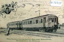Cartolina commemorativa del 1901 per l'inaugurazione della trazione elettrica sulla linea Milano-Varese