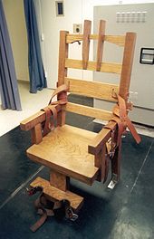 New electric chair installed in 1999 at the Florida State Prison near Starke, Florida. Florida electric-chair.jpg