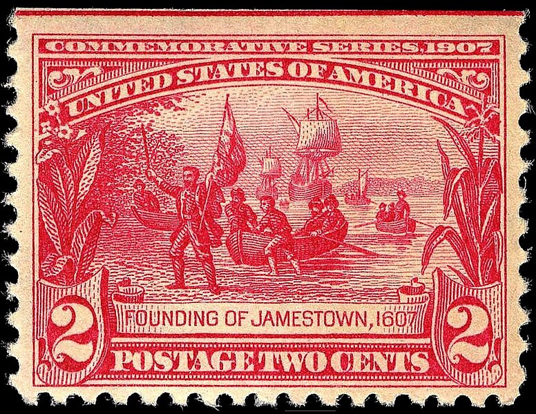 File:Founding of Jamestown stamp 2c 1907 issue.JPG