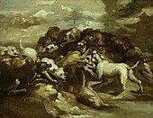 Géricault - Medvékkel küzdő kutyák, 1812-16.jpg