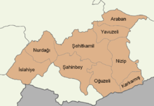 Map of the province with the demarcations of the districts