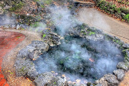 Arkansas hot springs, steam from spring