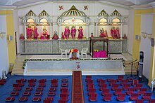 The Gibraltar Hindu Temple opened in 2000. Gibraltar Hindu Temple altar.JPG