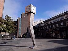 George Wyllie - The Clyde Clock outside the bus station Glasgow. George Wyllie - "The Clyde Clock" (1999-2000). Killermont Street.jpg