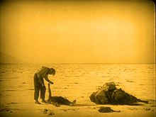 The Death Valley scenes, including this final sequence, were filmed over two months during midsummer, in harsh conditions. Greed, 1924, 19 epilogo.jpg