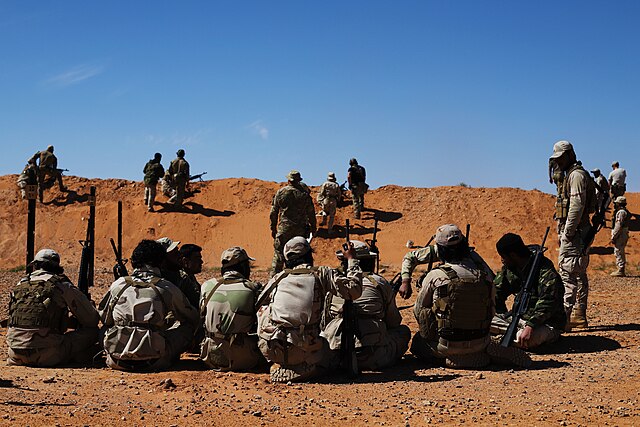 Revolutionary Commando Army fighters during M240B machine gun training with U.S. Army Special Forces, al-Tanf, 4 March 2020