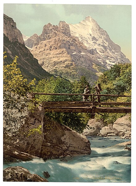 File:Grindelwald, footbridge and mountain peaks, Bernese Oberland, Switzerland-LCCN2001701301.jpg