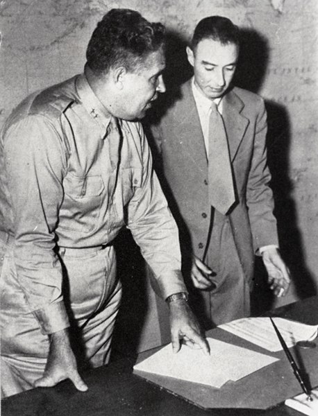 Groves (left) and Robert Oppenheimer