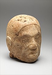 Male head broken from larger whole figure, 13th-14th century, marble, discovered in Tennessee, Smithsonian Institution Head from a Figure MET DP259575.jpg