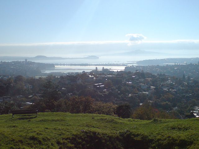 View from Ōhinerau / Mount Hobson across Remuera to Hobson Bay