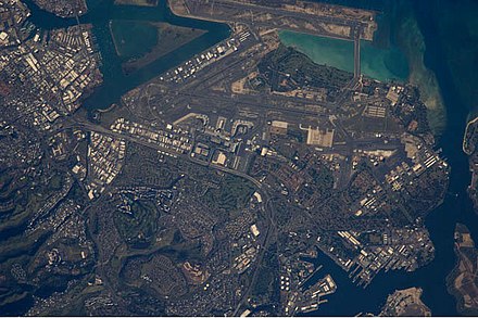 Astronaut photograph of western Honolulu, HNL Airport, and Pearl Harbor taken from the International Space Station