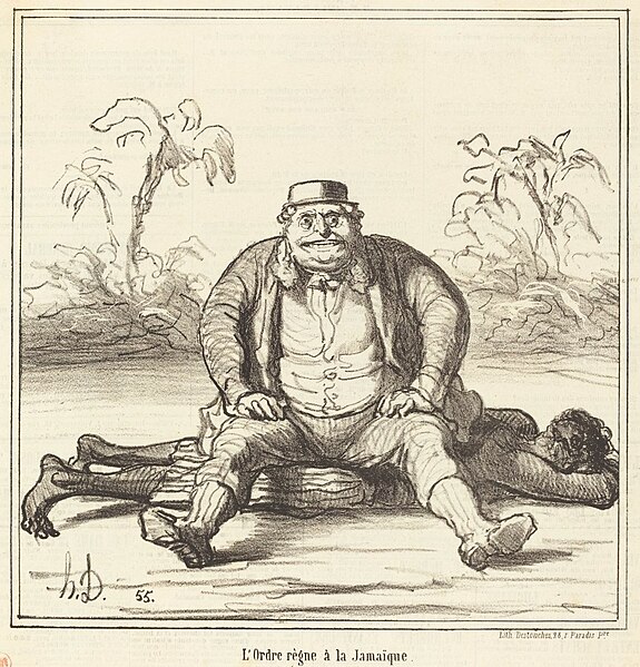 1866 lithography by French cartoonist Honoré Daumier showing British Governor John Peter Grant establishing his authority