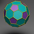 Set of Archimedean solids; yellow edges, gray background