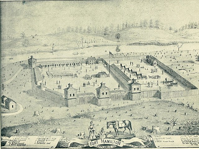 An 1892 depiction of Fort Hamilton in the 1790s