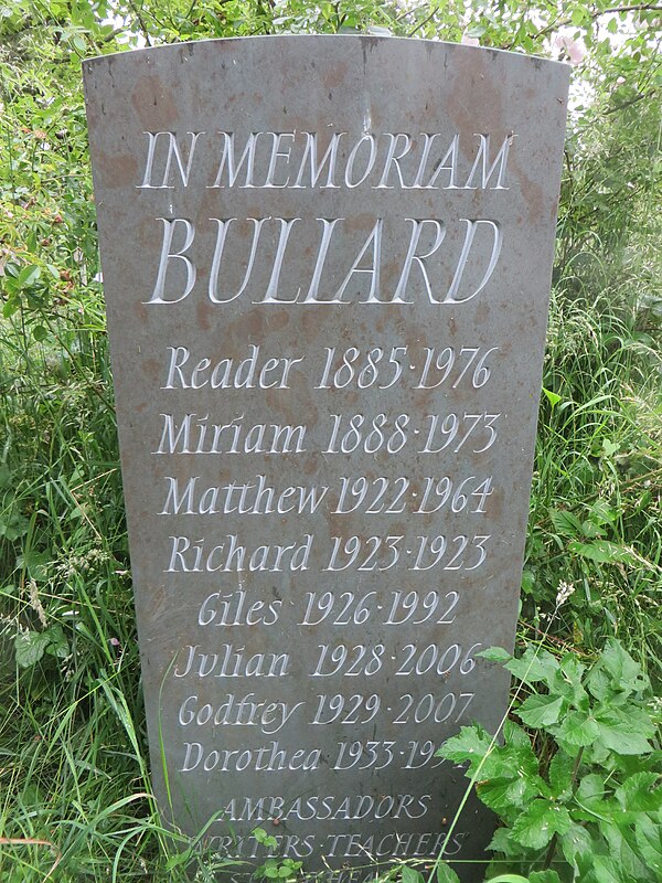 "In Memoriam Bullard" memorial stone in Holywell Cemetery