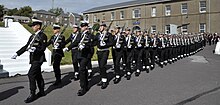 Irish Navy recruits, passing out parade at Haulbowline (quadrangle of the former Ordnance Yard)