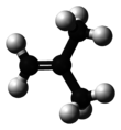 Ball-and-stick-model van isobutyleen