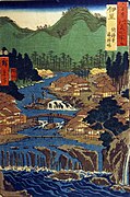 Izu Province, The Hot Springs of the Shuzen Temple woodcut by Utagawa Hiroshige