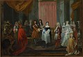 Jean-Antoine Watteau - Louis XIV awards the Cordon Bleu Order to the Duke of Burgundy, father of Louis XV. - M.Ob.1310 - National Museum in Warsaw.jpg