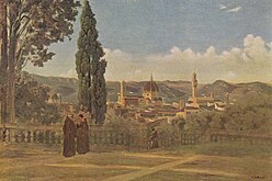 Фиренца. Поглед од градините Боболи, Жан-Батист-Камил Коро, по 1834 година.