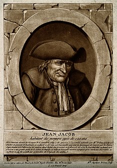 120 yoshli Jean Claude Jacob. A. Brisseau akvatintasi (Joseph-Marie Flouest chizgan suratdan ishlangan)