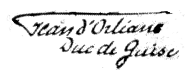 Jean d'Orléans's signature